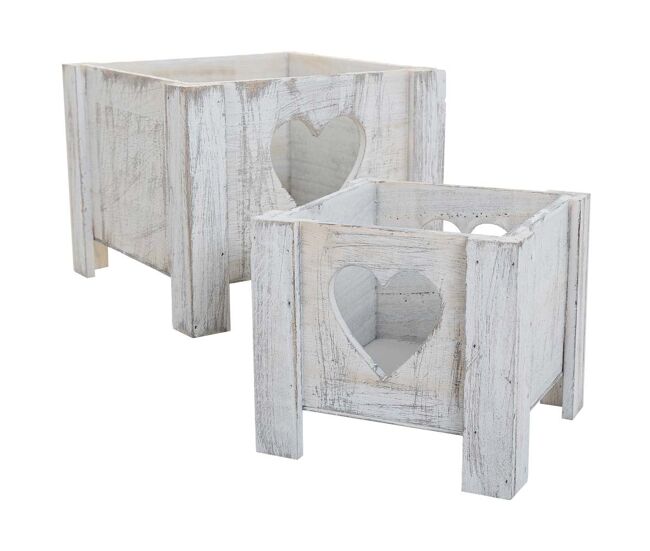 Set 2 cestos de madera blancos
