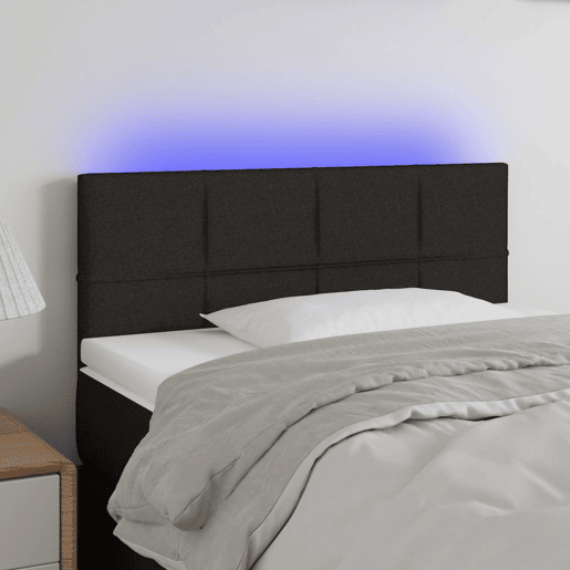 vidaXL Cabeceira de cama c luzes LED tecido 90x5x7888 cm preto vidaXL Cabeceira de cama c luzes LED tecido 90x5x7888 cm preto