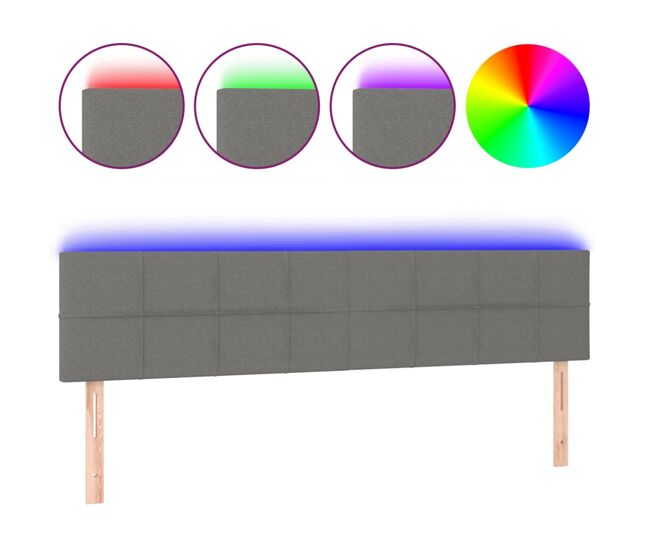 Vidaxl cabecero con led de tela gris oscuro 200x5x78/88 cm