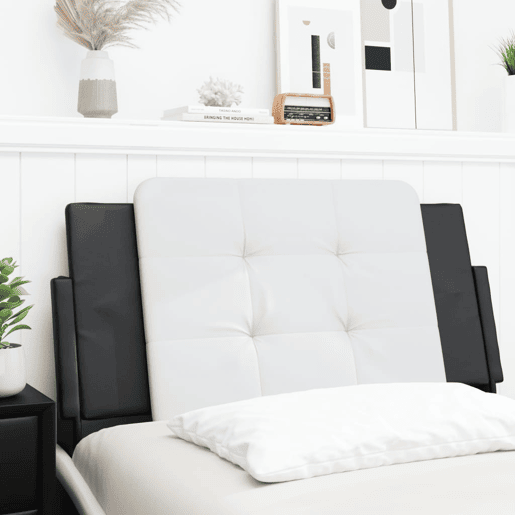 vidaXL Almofadão de cabeceira Zadar 100 cm couro artificial preto e branco vidaXL Almofadão de cabeceira Zadar 100 cm couro artificial preto e branco
