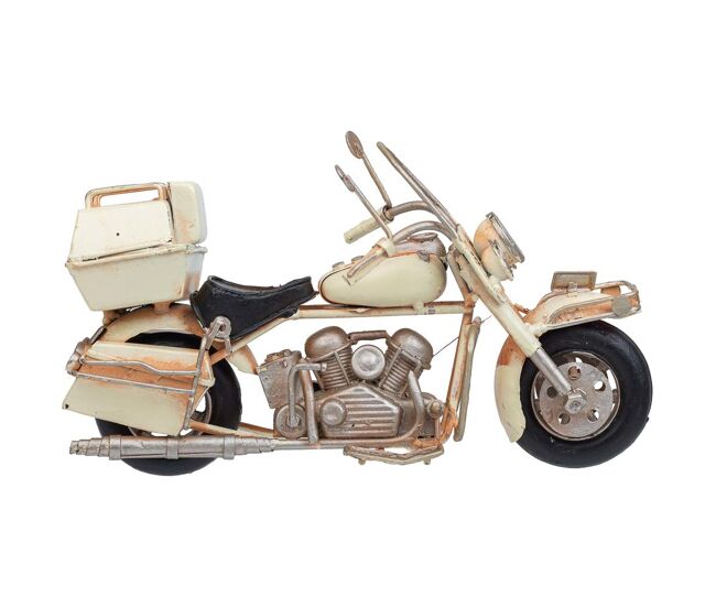 Moto de metal en color marrón tiene de 19x8.5x11.5h cm