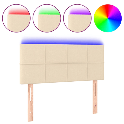 vidaXL Cabeceira de cama c luzes LED tecido 80x5x7888 cm cor creme
