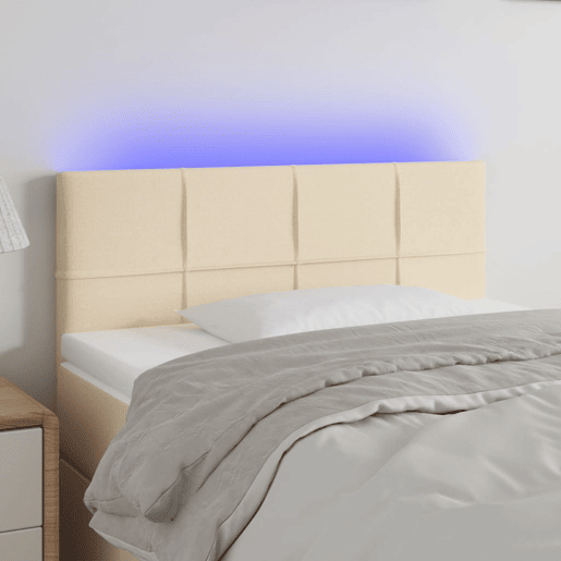 vidaXL Cabeceira de cama c luzes LED tecido 80x5x7888 cm cor creme