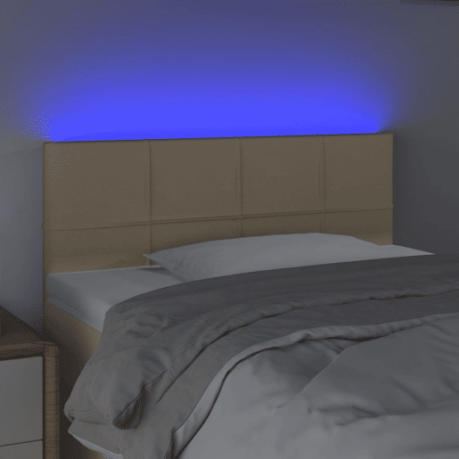vidaXL Cabeceira de cama c luzes LED tecido 80x5x7888 cm cor creme