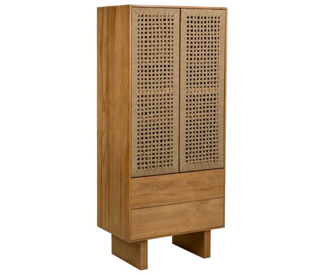 Armario de madera y cuerda trenzada marrón 75x45x170