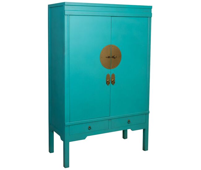 Armario de madera de 2 cajones y 2 puertas 100x45x160