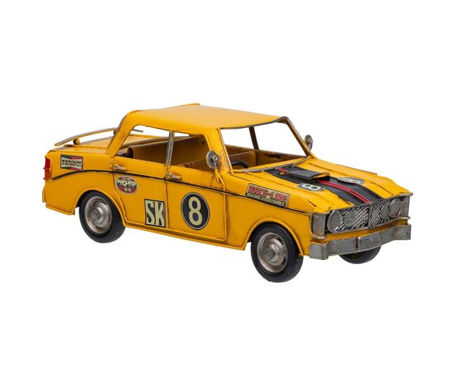 Coche de metal en color amarillo mide 27x12.5x9.5h cm