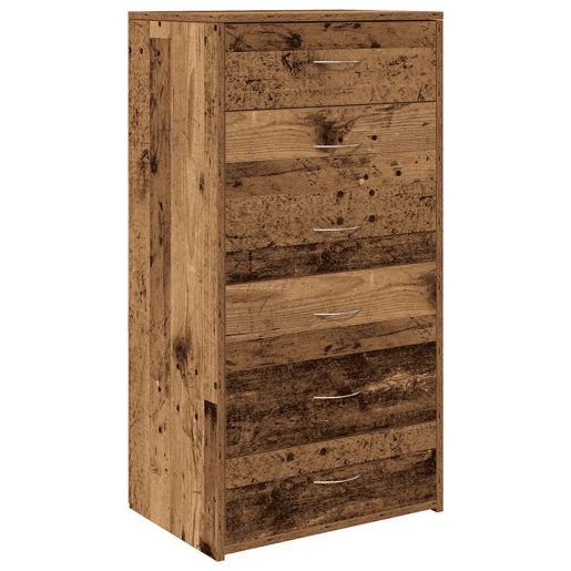 vidaXL Aparador com 6 gavetas 50x34x96 cm deriv. madeira madeira velha