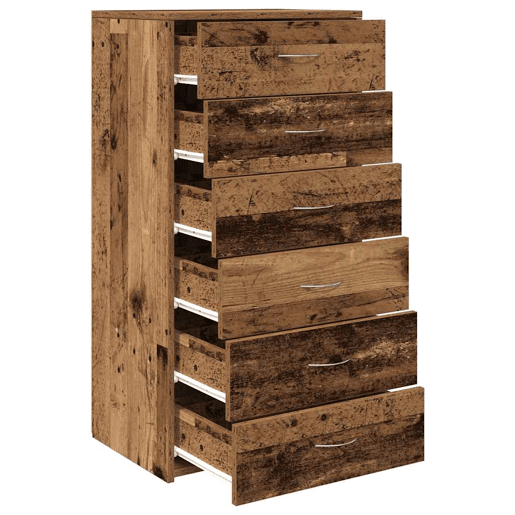 vidaXL Aparador com 6 gavetas 50x34x96 cm deriv. madeira madeira velha