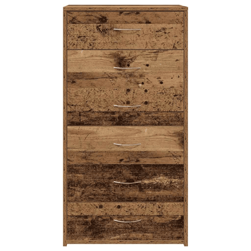 vidaXL Aparador com 6 gavetas 50x34x96 cm deriv. madeira madeira velha