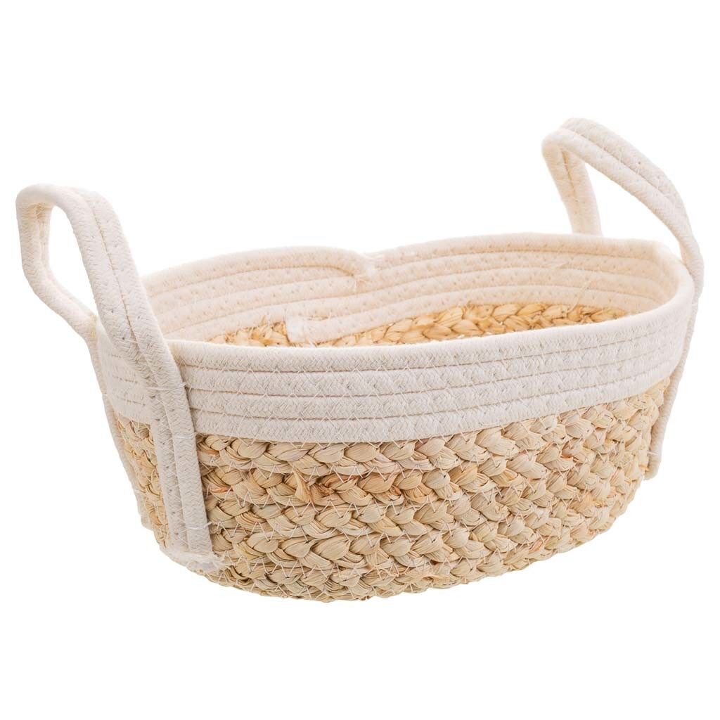 Cesto blanco de cuerda trenzada 32x21x12