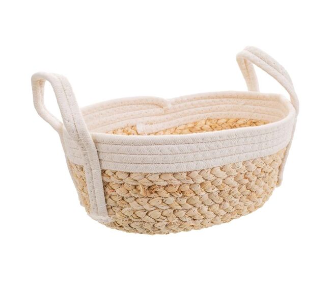 Cesto blanco de cuerda trenzada 32x21x12