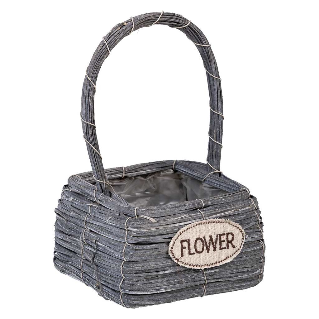 Cesta de mimbre gris 17x17x28