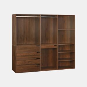Kit de roupeiro modular com 3 elementos, Modulo, Madeira de nogueira, 200x45x180 cm