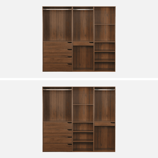 Kit de roupeiro modular com 3 elementos, Modulo, Madeira de nogueira, 200x45x180 cm