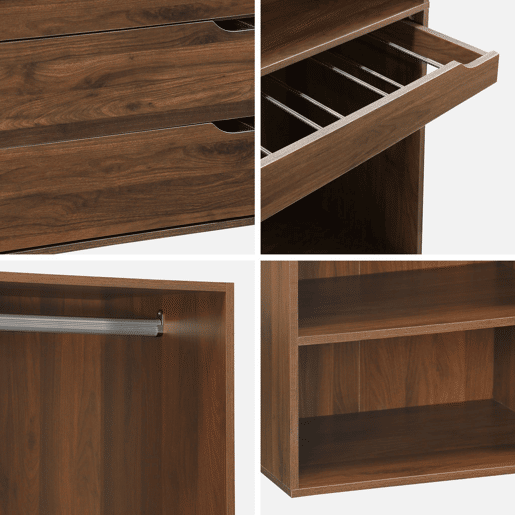 Kit de roupeiro modular com 3 elementos, Modulo, Madeira de nogueira, 200x45x180 cm