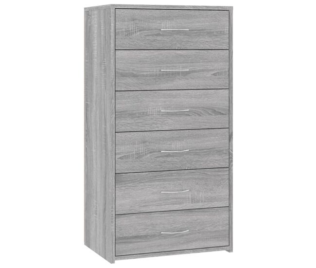 Vidaxl aparador con 6 cajones contrachapado gris sonoma 50x34x96 cm