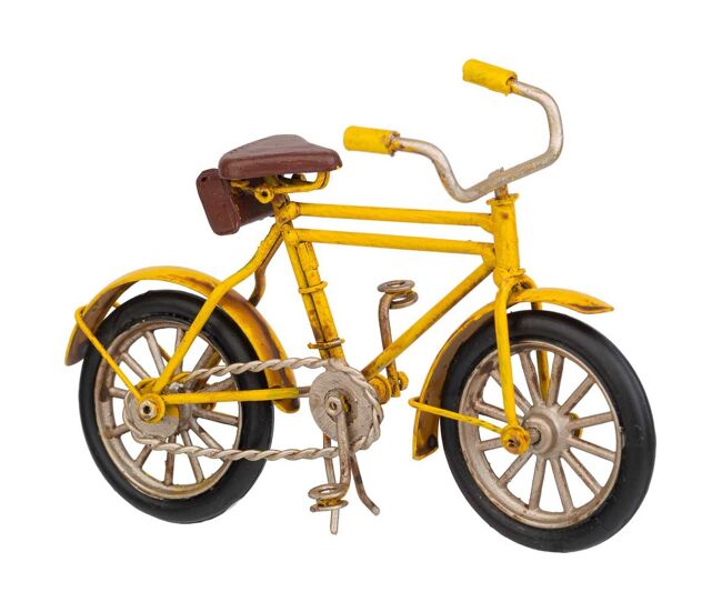 Bicicleta de metal en un alegre color amarillo mide 16.5x5x8.8h cm