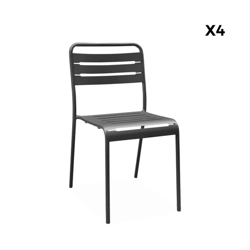 Cadeira de jardim em aço, set de 4, Amelia, Antracite, 44x52x79 cm