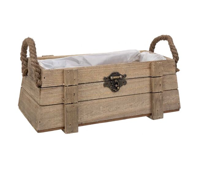 Cesto de madera con asas marrón 27x11x11