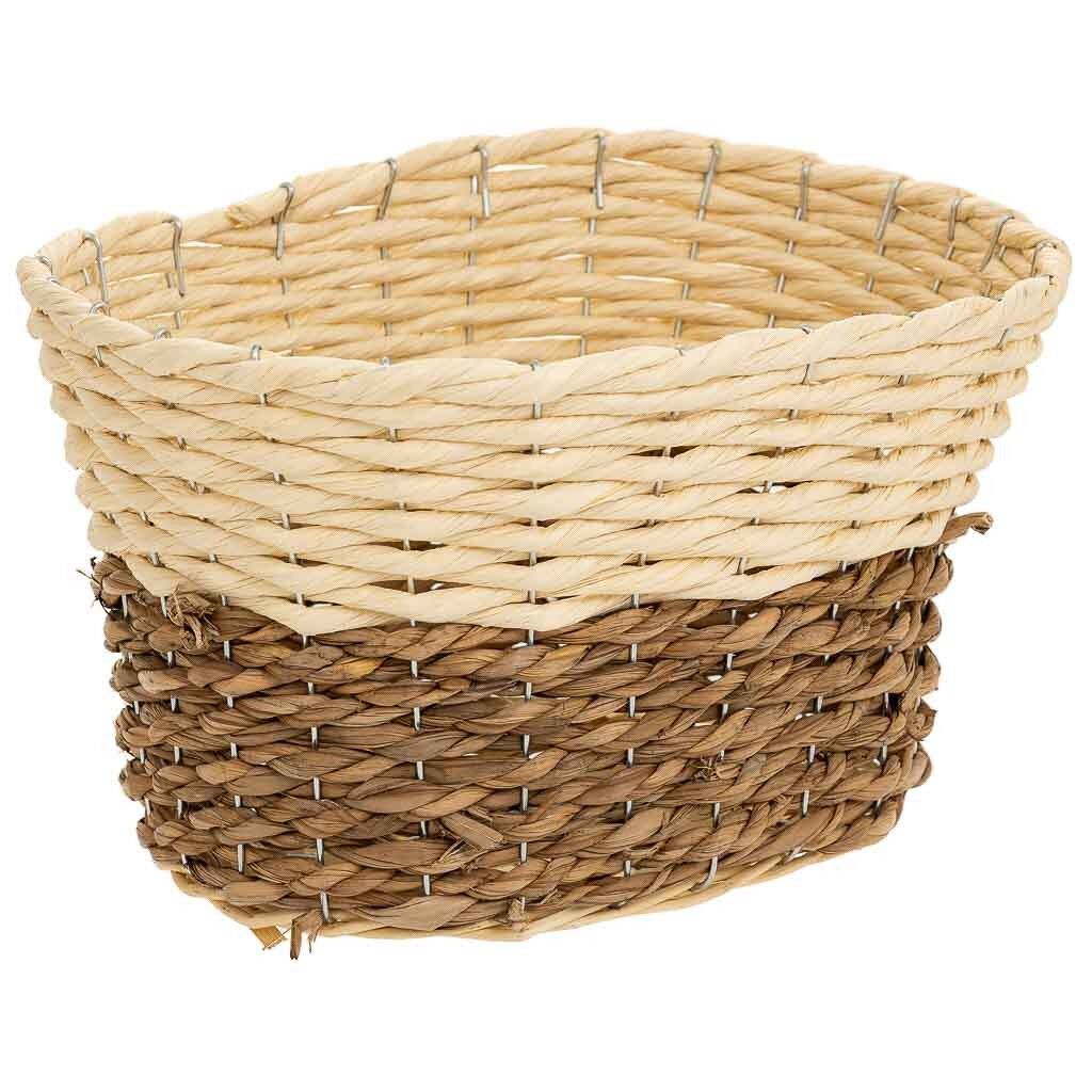Cesto de madera, cuerda de papel y fribra natural amarillo 32x25x19,5