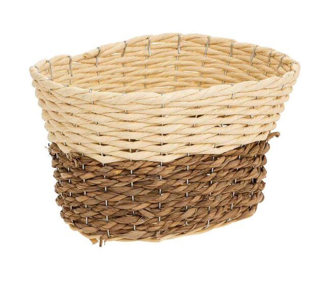 Cesto de madera, cuerda de papel y fribra natural amarillo 32x25x19,5