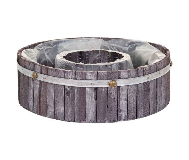 Cesto redondo de madera gris 36x36x11
