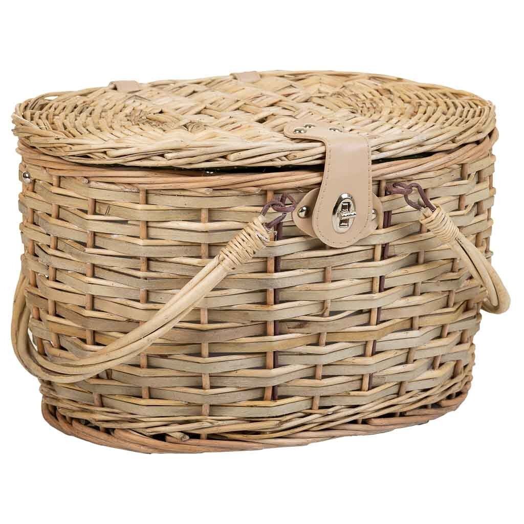 Cesta de picnic marrón y verde 40x28x25