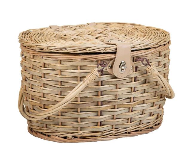 Cesta de picnic marrón y verde 40x28x25