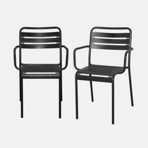 Cadeira de jardim em aço, set de 2, Amelia, Antracite, 50.4x53x79.5 cm
