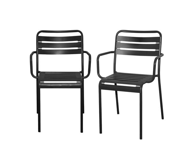 Sillón de jardín bistró de acero, set de 2, amelia, antracita, 50.4x53x79.5 cm