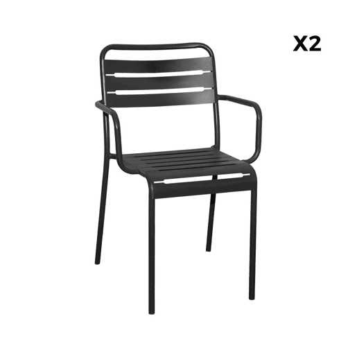 Cadeira de jardim em aço, set de 2, Amelia, Antracite, 50.4x53x79.5 cm
