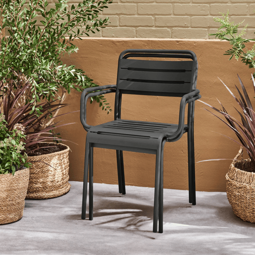Cadeira de jardim em aço, set de 2, Amelia, Antracite, 50.4x53x79.5 cm