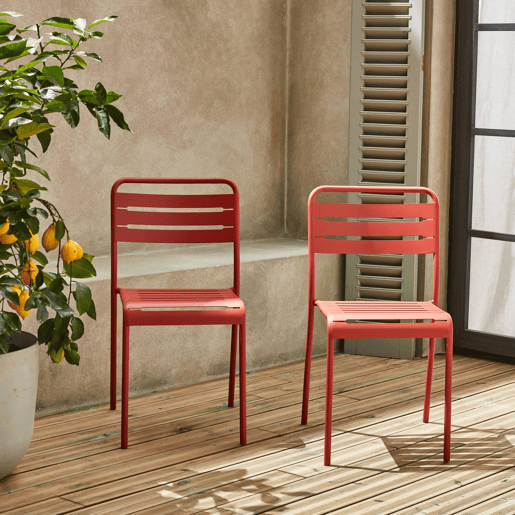 Cadeira de jardim em aço, set de 2, Amelia, Terracota, 44x52x79 cm