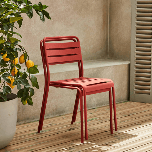 Cadeira de jardim em aço, set de 2, Amelia, Terracota, 44x52x79 cm