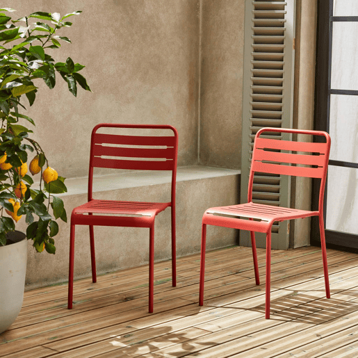 Cadeira de jardim em aço, set de 2, Amelia, Terracota, 44x52x79 cm