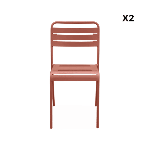 Cadeira de jardim em aço, set de 2, Amelia, Terracota, 44x52x79 cm