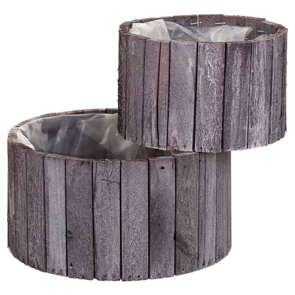 Set 2 cestos redondos de madera grises