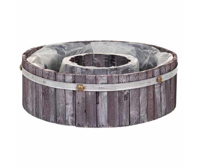 Cesto redondo de madera gris 40x40x12