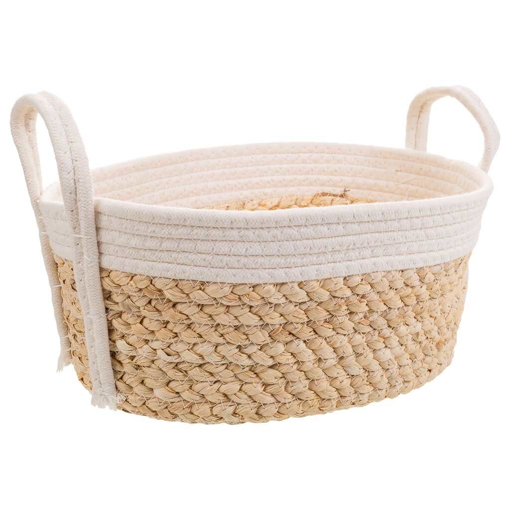Cesto blanco de cuerda trenzada 36x26x16