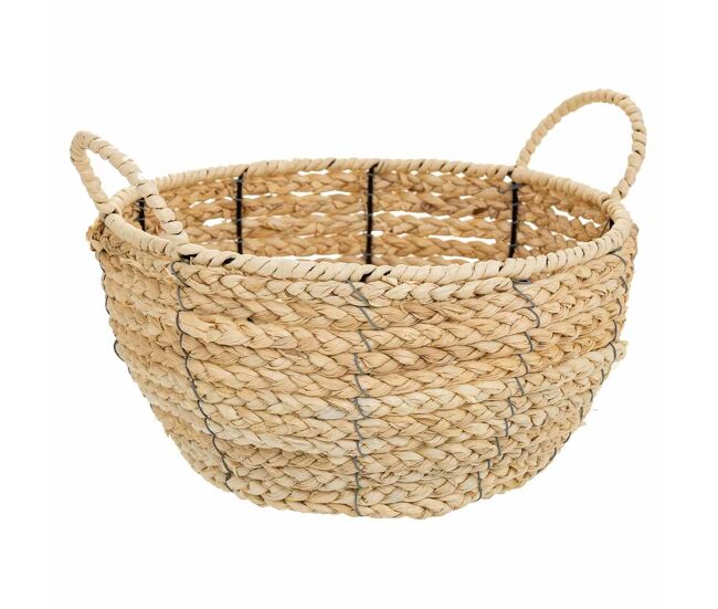 Cesta de fibra natural y cuerda de papel marrón d34x17/23