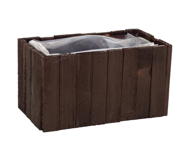 Cesto cuadrado de madera marrón 18.5x10.5x10