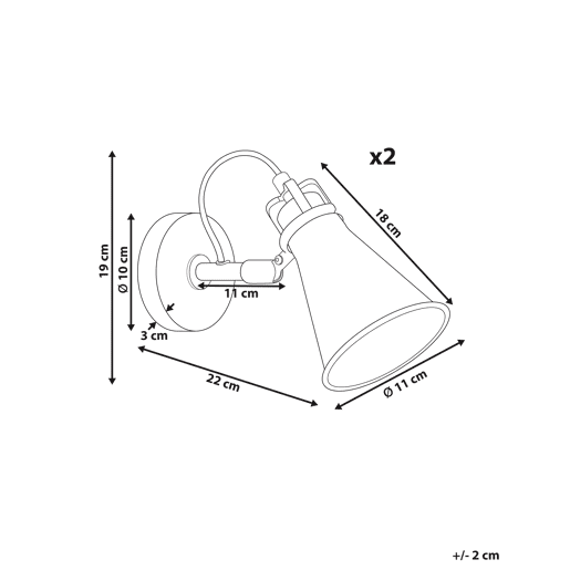 Conjunto de 2 candeeiros de parede MOYOLA Ajustável Metal Creme