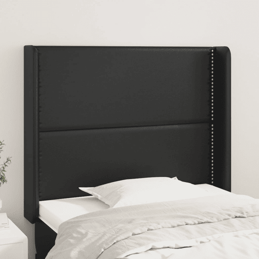 vidaXL Cabeceira de cama c abas couro artif. 93x16x11812 cm preto vidaXL Cabeceira de cama c abas couro artif. 93x16x11812 cm preto