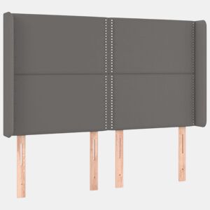 vidaXL Cabeceira cama c abas couro artif. 147x16x118128 cm cinzento