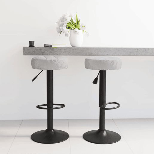 vidaXL Cadeiras de bar 2 pcs veludo cinzento