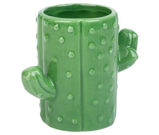 Porta lápices cactus de cerámica verde 13,5x7,8x11