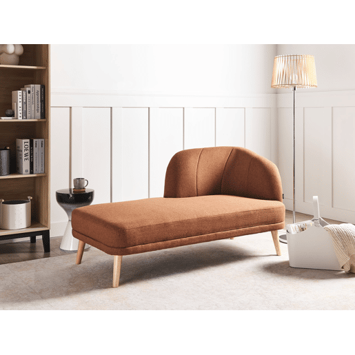 Chaise longue à direita TANLAY Tecido Castanho dourado