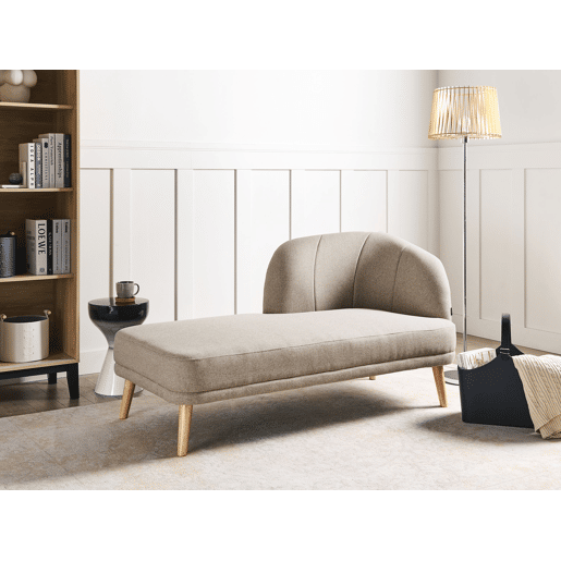 Chaise longue à direita TANLAY Tecido Castanho claro