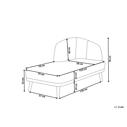 Chaise longue à direita TANLAY Tecido Castanho claro